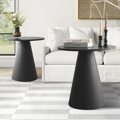 Carnisha Pedestal Round Black End Table