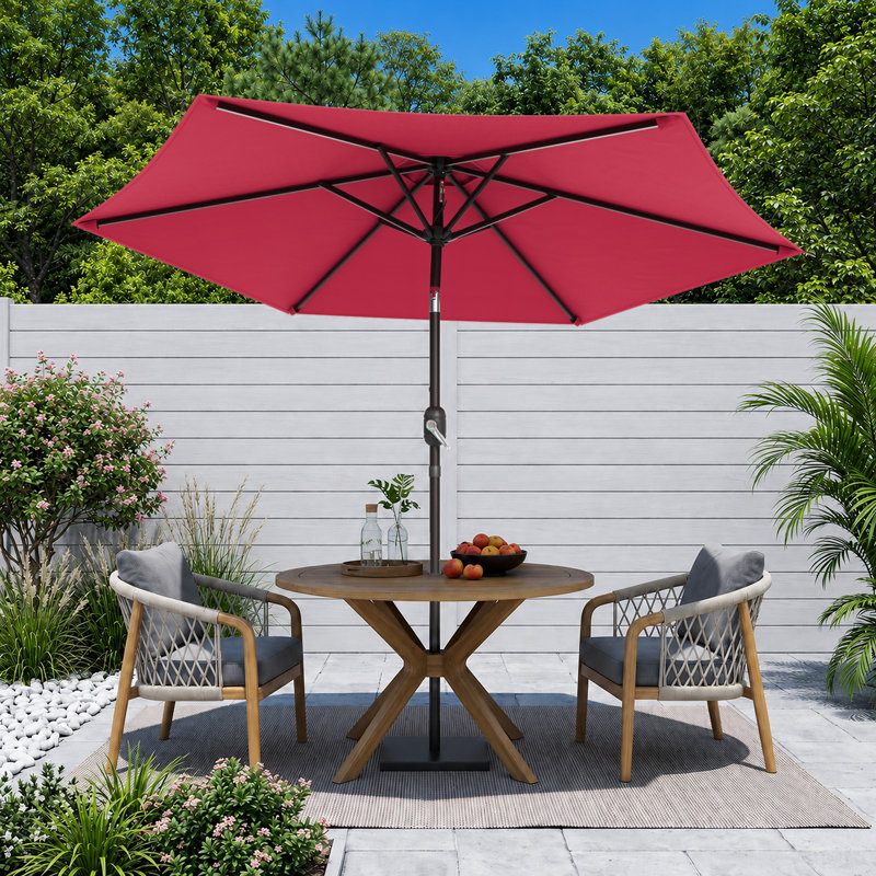 Parasol de marché hexagonal de 7,5 pi pour le marché, parasol de table d'extérieur avec bouton inclinable et manivelle, protection contre les rayons UV toutes saisons pour terrasse de jardin