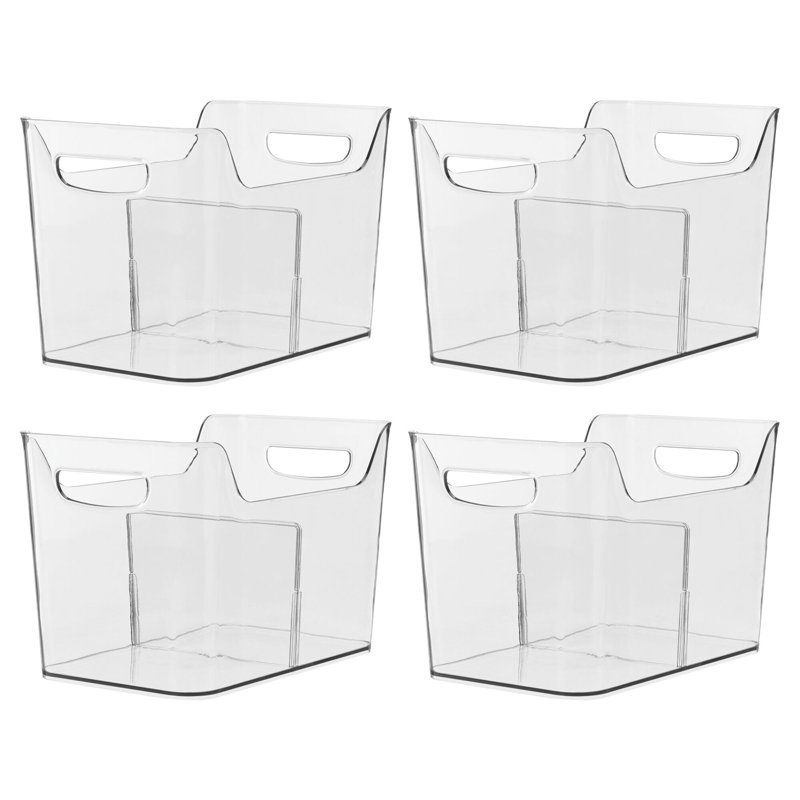 Divided Fridge Organizer Bin with Handles - Refrigerator or Freezer Bin - Organize Food Pouches or Snacks