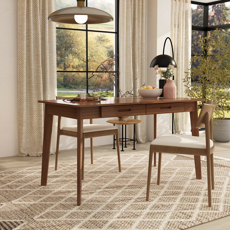 47.2" W Dining Table With 2 Drawer, Brown, Brown