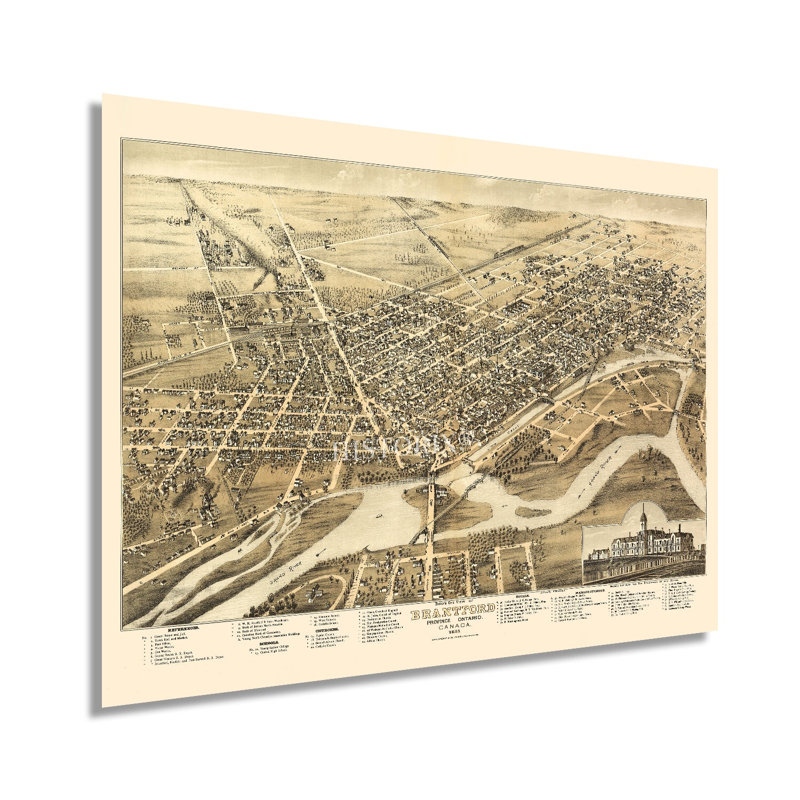 1875, affiche rétro sur papier Brantford Canada sur papier, H 18 po x l 24 po