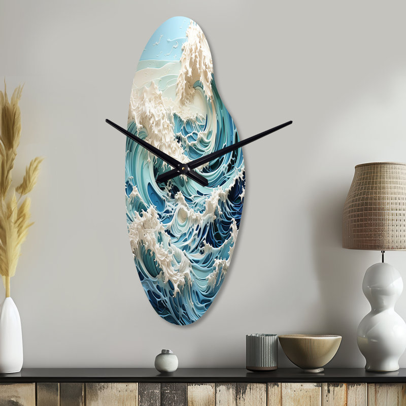 Yeboah - Curved Shape Unique Kinetic Art Wall Clock, Large