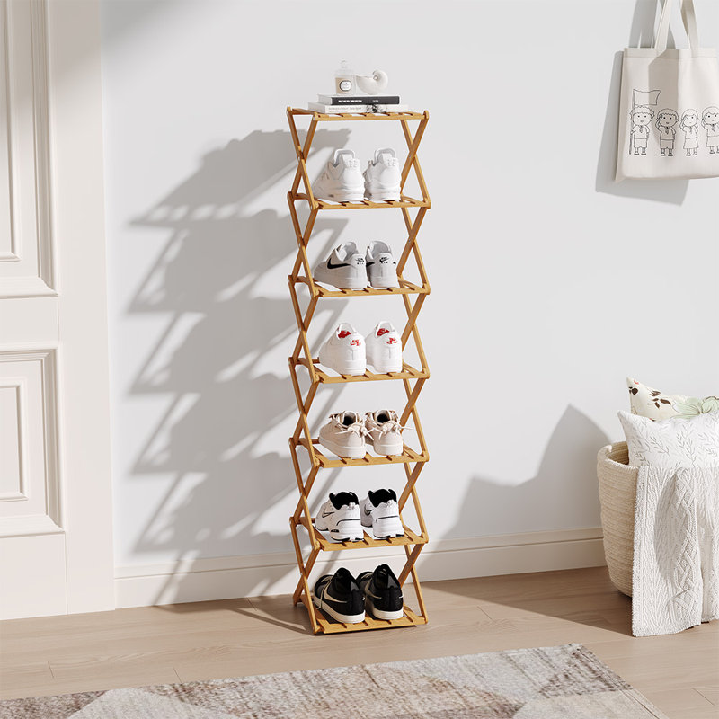 Stackable Shoe Rack, 105cm H x 26cm W x 26cm D, Light Brown