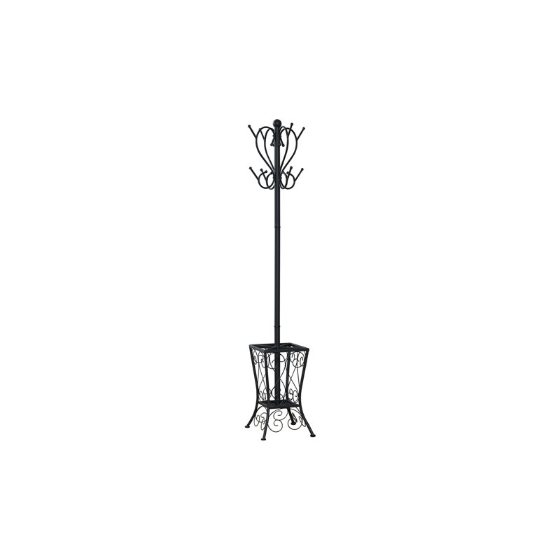 Portemanteau, portemanteau, autoportant, 8 crochets, entrée, H 71 po, porte-parapluie, chambre à coucher, métal noir, transitionnel