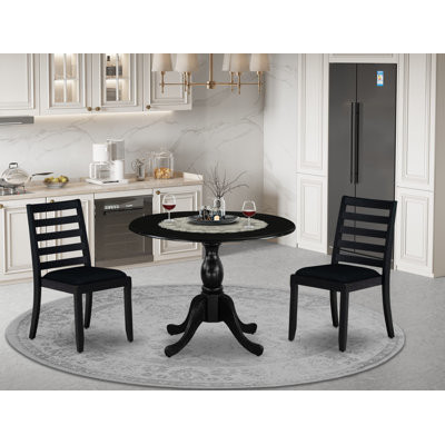 Dining Set Includes a Round Table and Stackable Polyester Chairs, Black