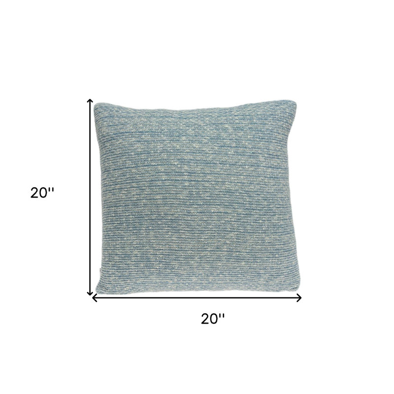 20" Woven Cotton Blend Throw Pillow, Blue, Polyester/Polyfill
