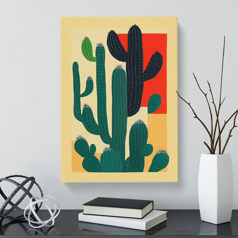 Cactus Cacti Patchwork - Wrapped Canvas, 50cm H x 35cm W x 3cm D