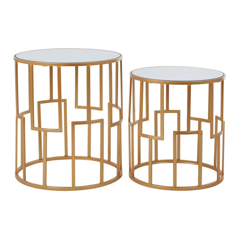 Ellzey Glass Top Drum Nesting Tables