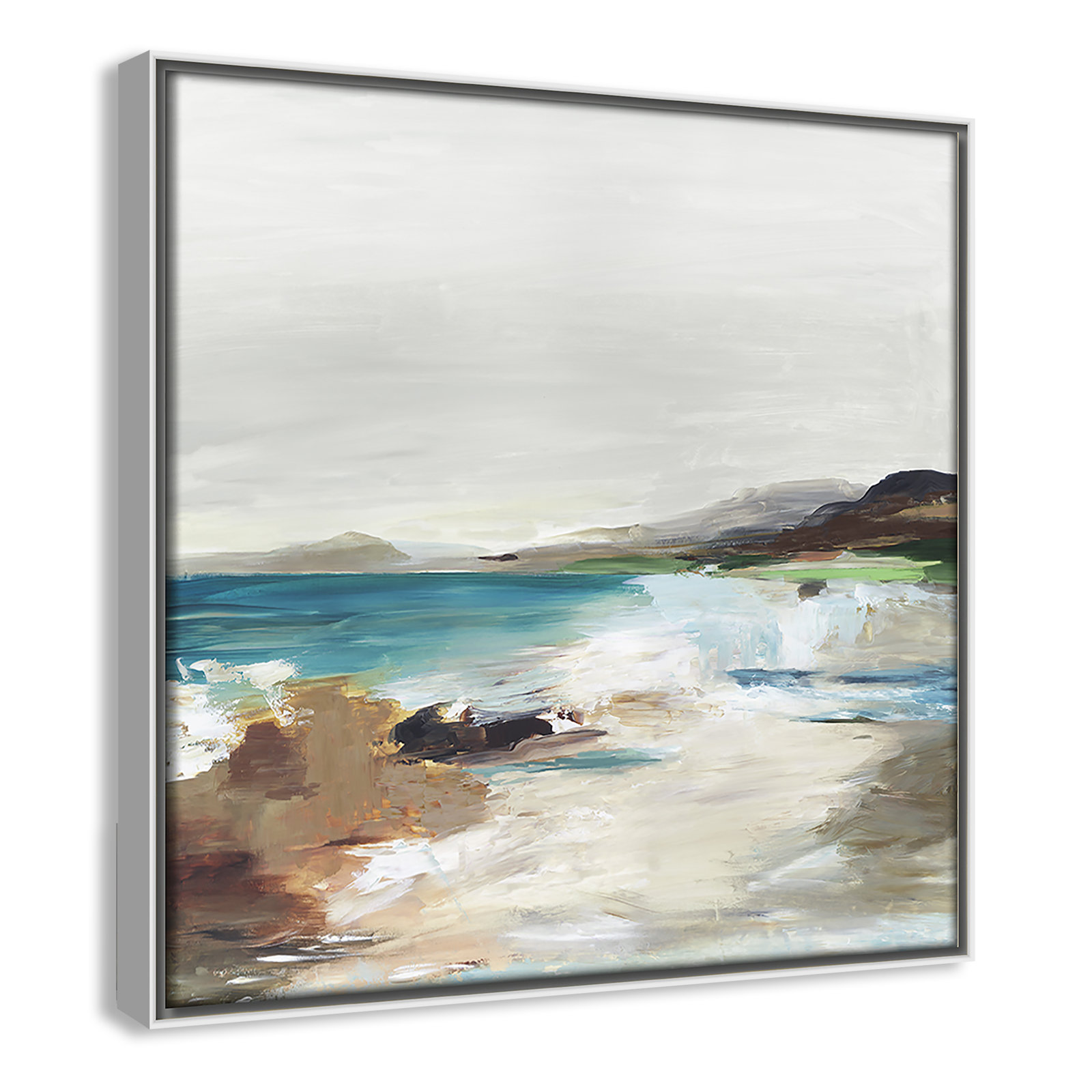 Calm Lake II by Allison Pearce - Floater Frame Print on Canvas, 13.5" H x 13.5" W, White Framed