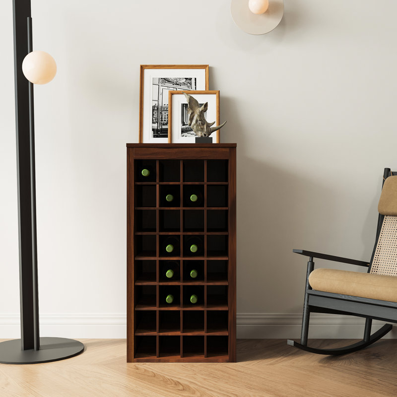Armoire 32 bouteilles en noyer brun - Buffet modulaire pour votre maison avec fentes