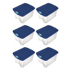 Sterilite 1496 32-Quart Clear Stackable Latching Storage Box Container (6 Pack)