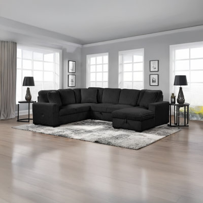 Ratasha 121" W Velvet Sleeper Sectional with Storage and USB Ports