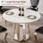 Table de salle à manger ronde en marbre de 47 po, table de cuisine moderne avec plateau en faux marbre ultrabrillant et base en acier inoxydable pour la salle à manger, cuisine (table seulement)-1459791309