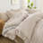 Andency Tan Gingham Ruffle Comforter Super King(120x120Inch), 3 Pieces(1 Ruffled Comforter and 2 Pillowcases) Solid Farmhouse Bed, Vintage Rustic Soft Microfiber Bedding Set-124610439-124610434