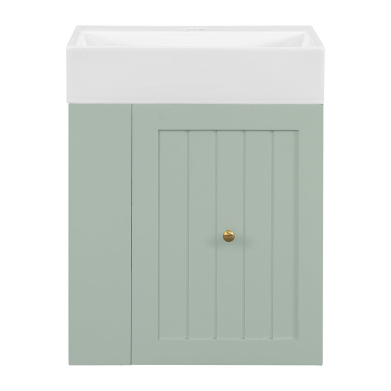 20-Inch Bathroom Vanity with Ceramic Sink, Green