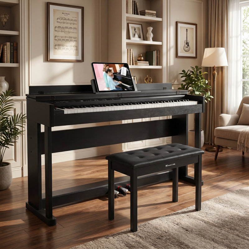Ensemble d'instruments de musique en bois avec banc de rangement, Black