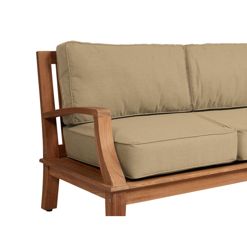 Sofa d'extérieur en teck Hildana Grande, Sunbrella® Play Camel
