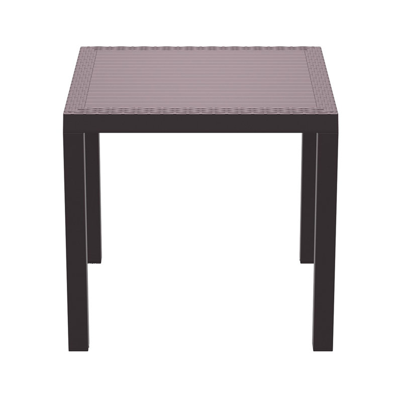 Table de salle à manger en résine à lattes pour l'extérieur, Brun, L 35 po x l 35 po x H 18 po