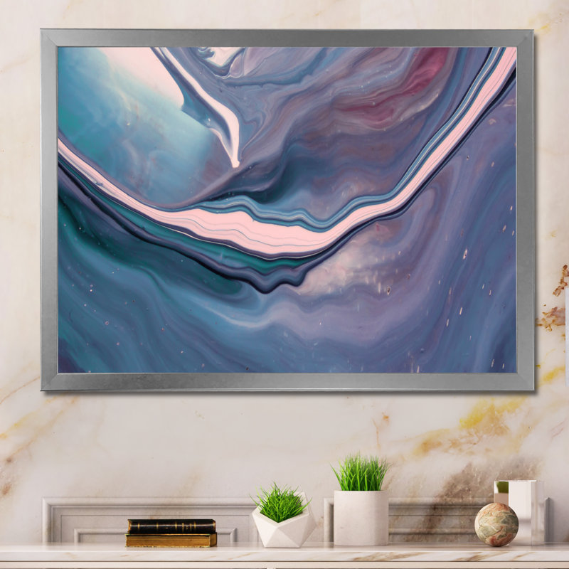 Reproduction d'art sur toile Luxury Luxury Marble Fluid Art X, H 12 po x l 20 po x P 1 po, Toile argentée avec cadre photo