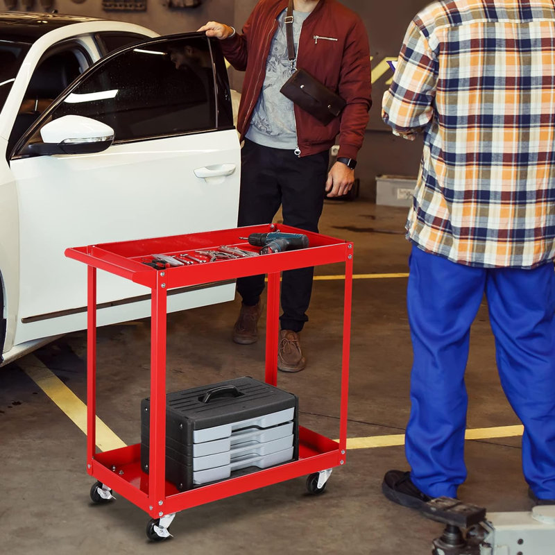 Rangement en acier de 29 po avec roulettes, Rouge