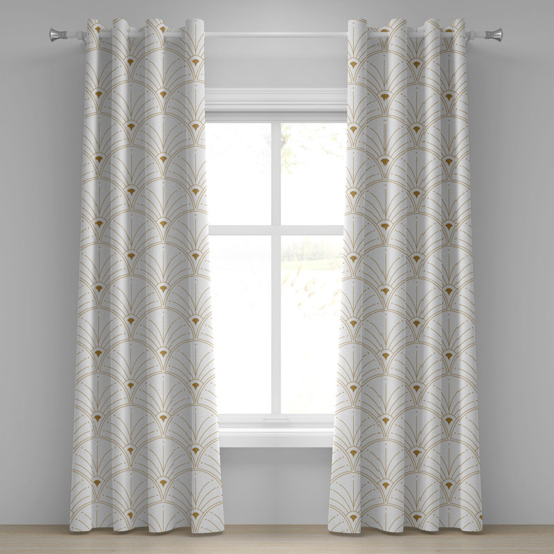Satin Semi Sheer Curtain Pair, Off White/Sand Brown, 50" W x 108" L