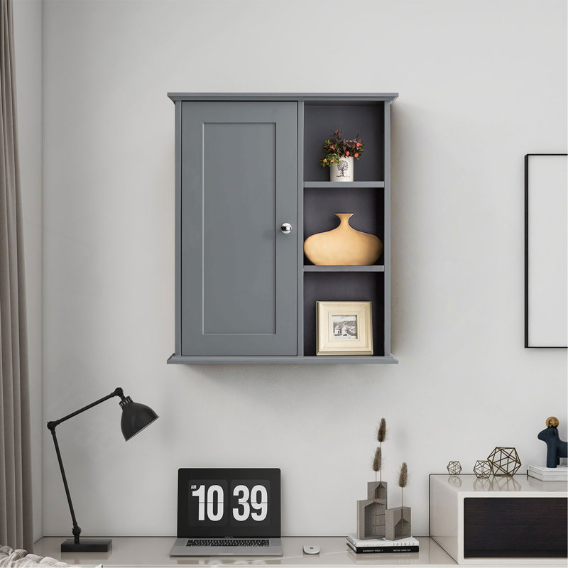 Upgraded Bathroom Wall Cabinet Over The Toilet Storage Cabinet Wall Mounted Storage Cabinet Wooden Medicine Cabinets, Gray