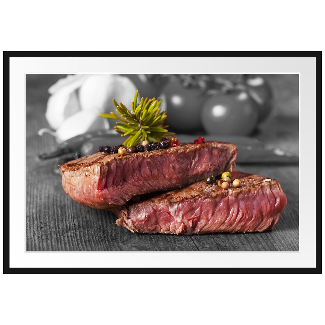 Gerahmtes Poster Leckeres Pfeffer Steak Medium