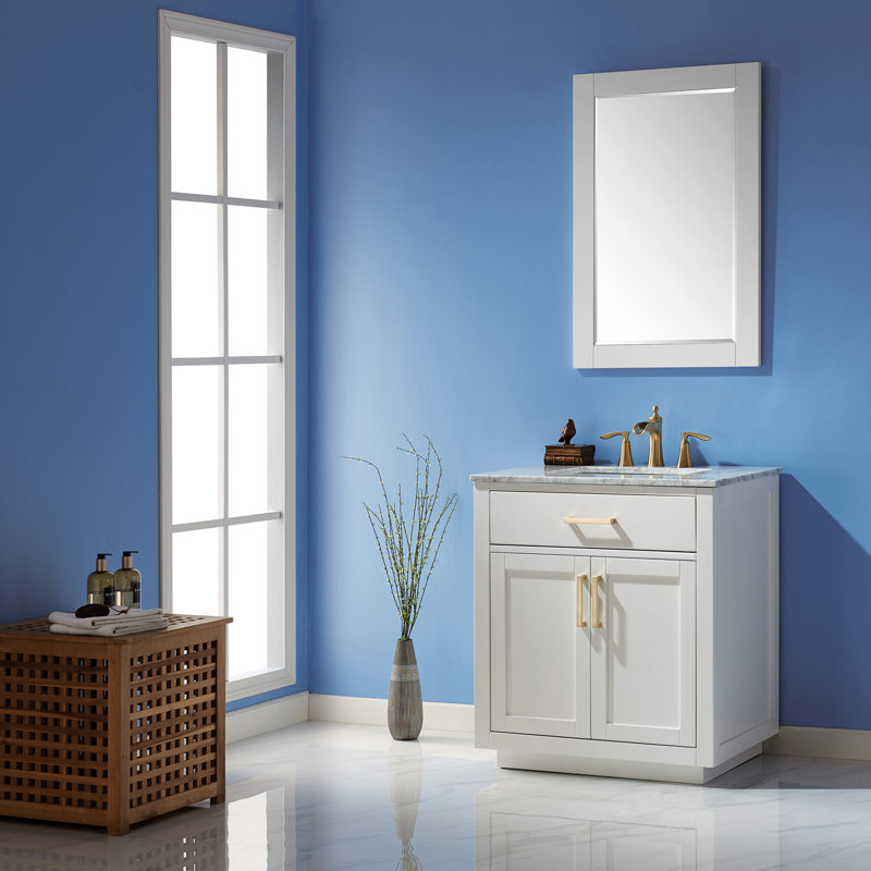 Candrice 30'' Single Bathroom Vanity with Marble Top, White
