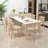 White + Burlywood Rectangular Sintered Stone + Solid Wood Dining Table-1215199184