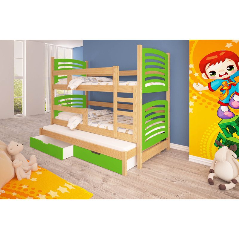 Hiarni Kids Bunk Bed and Mattress by Harriet Bee, Green