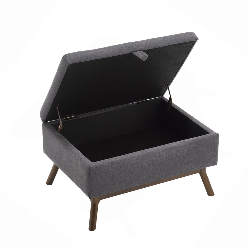 Storage Coffee Table,Ottoman, Dark Gray Linen