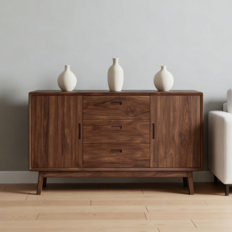 Buffet de rangement en bois massif de grande capacité, H 35,43 po x l 55,11 po x P 15,74 po