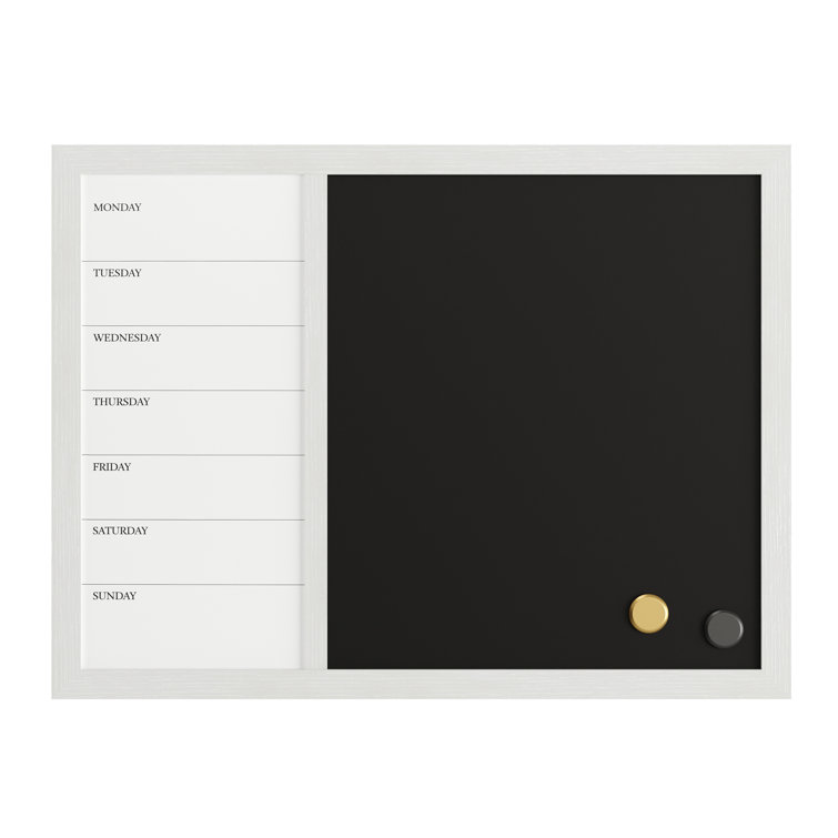 Martha Stewart Everette Magnetic Weekly Calendar Dry-Erase/Chalk Board, 18 x 24, White Woodgrain
