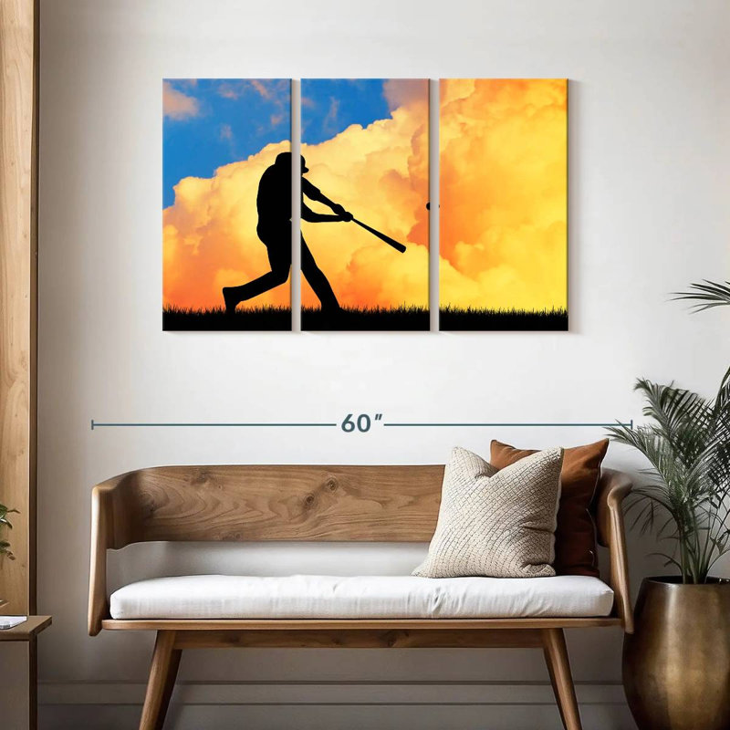 Baseball Sireci au coucher du soleil, H 28 po x l 45 po