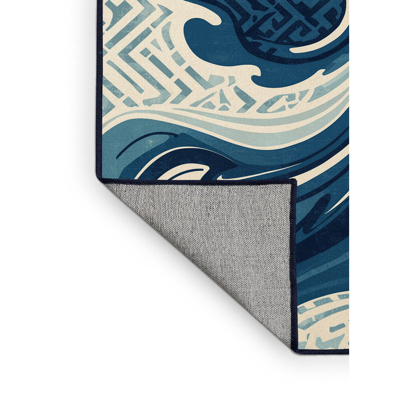 Tapis bleu marine délavé à la machine Ory, 2 x 4