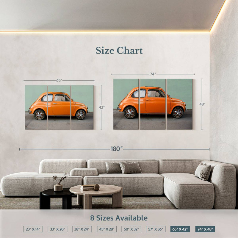 Fiat 500, H 42 po x l 65 po