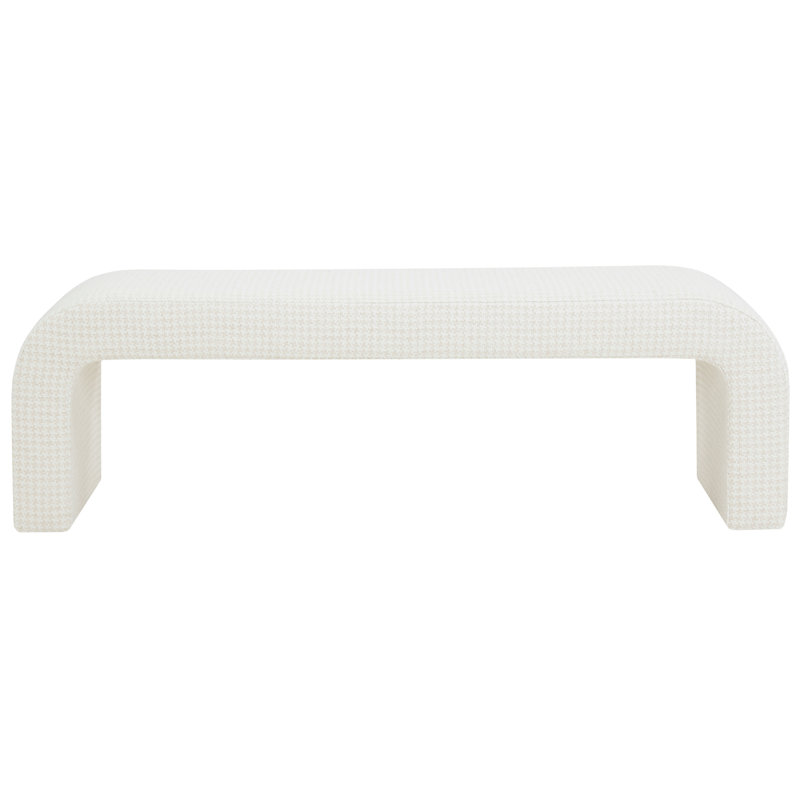 Daine 62" Upholstered Bench, Ivory Houndstooth