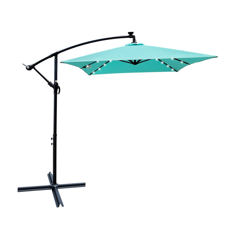Parasol d'extérieur à énergie solaire à DEL, 120" W x 78" D, Turquoise