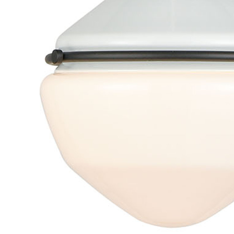 Mini-luminaire suspendu 1 lumière Mid-Century Schoolhouse, H 11 po x l 8 po x P 8 po, Blanc