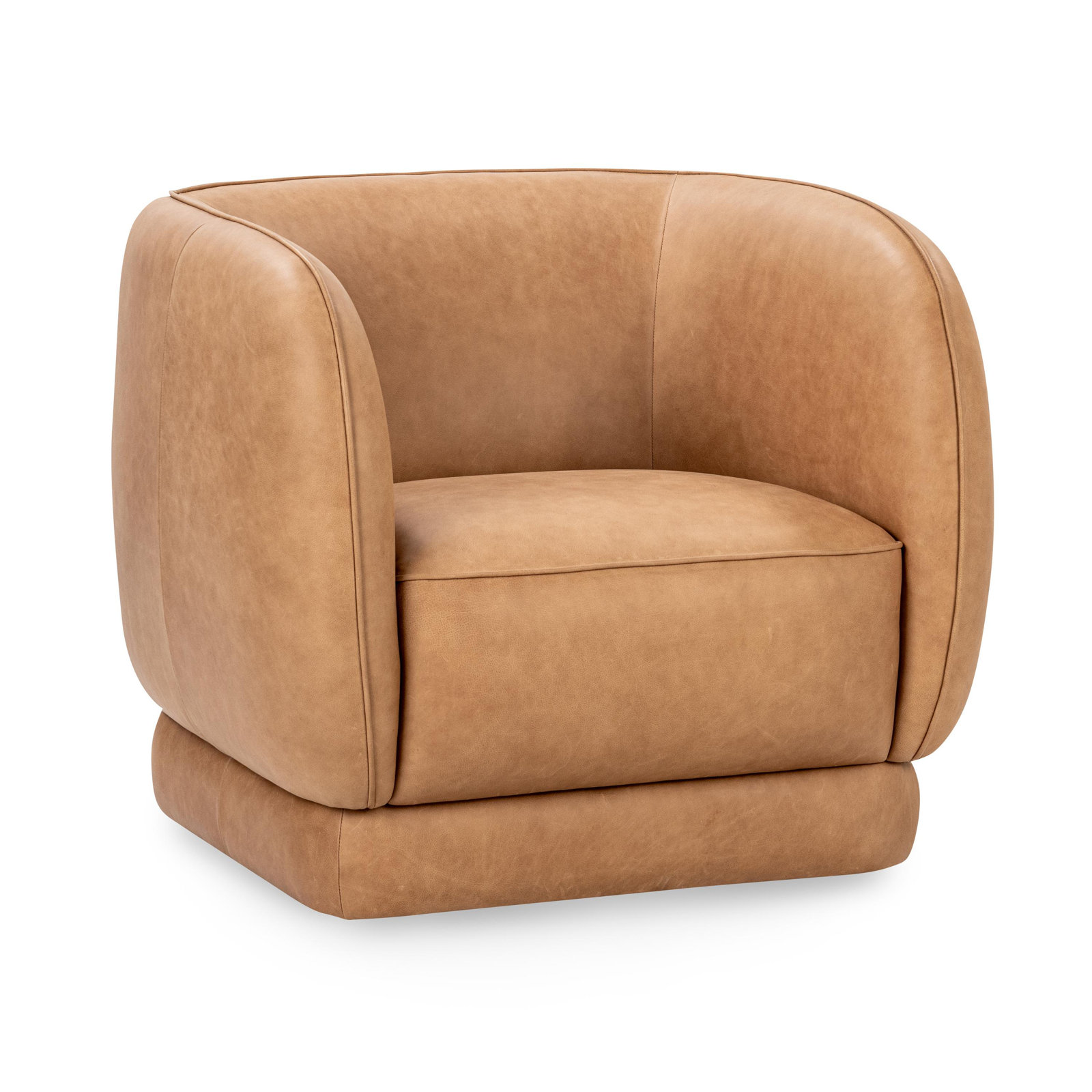Classic Home Rinner Leather Swivel Club Chair, Heritage Tan Genuine Leather