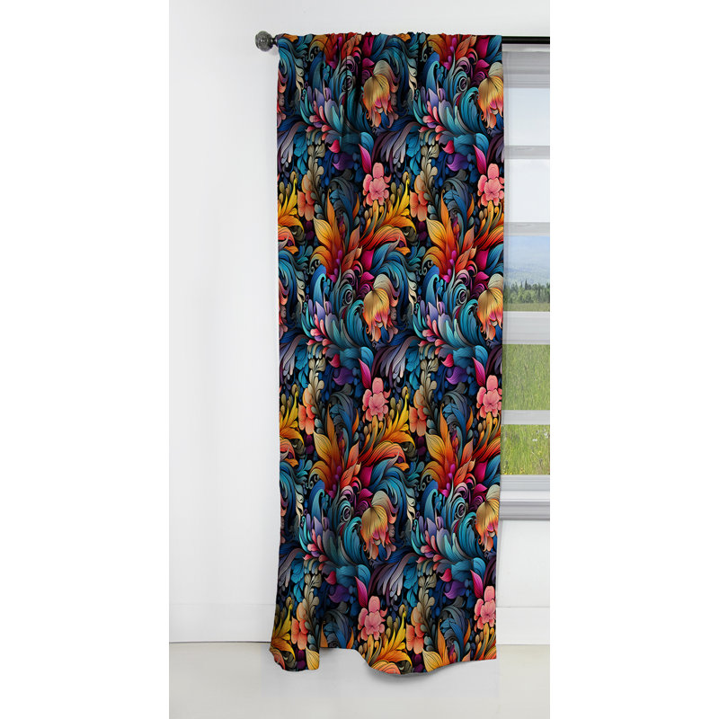 Motif cachemire Nomadic Vibes I - Rideau floral - Rideau occultant en velours - 1 panneau, L 52 po x L 84 po