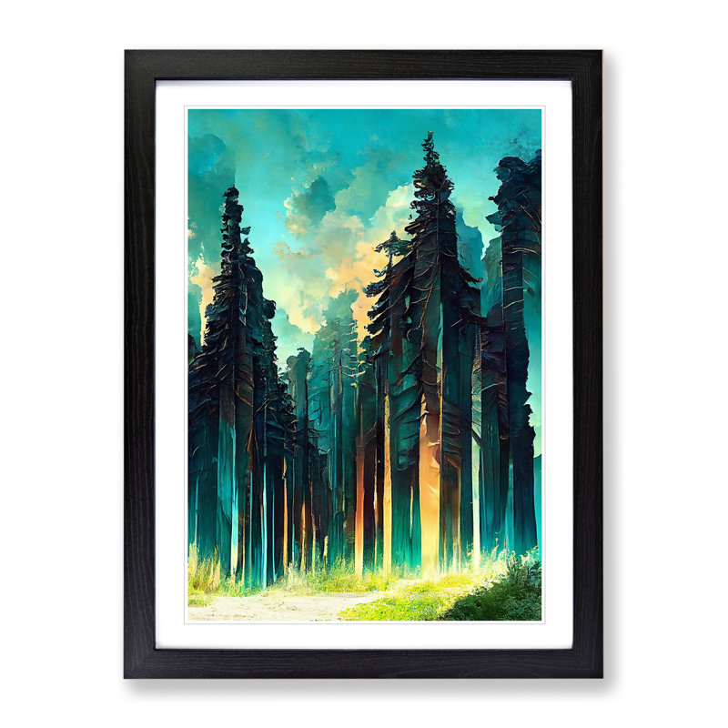 Forest In Abstract No.3 - Single Picture Frame Painting, Black, 64cm H x 46cm W x 2cm D