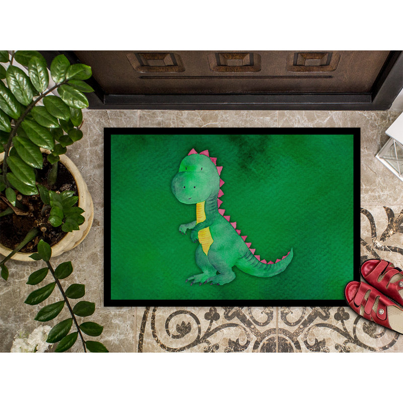 Tapis de porte extérieur antidérapant Ted Tyrannosaurus, H 0,25 po x l 27 po x P 18 po