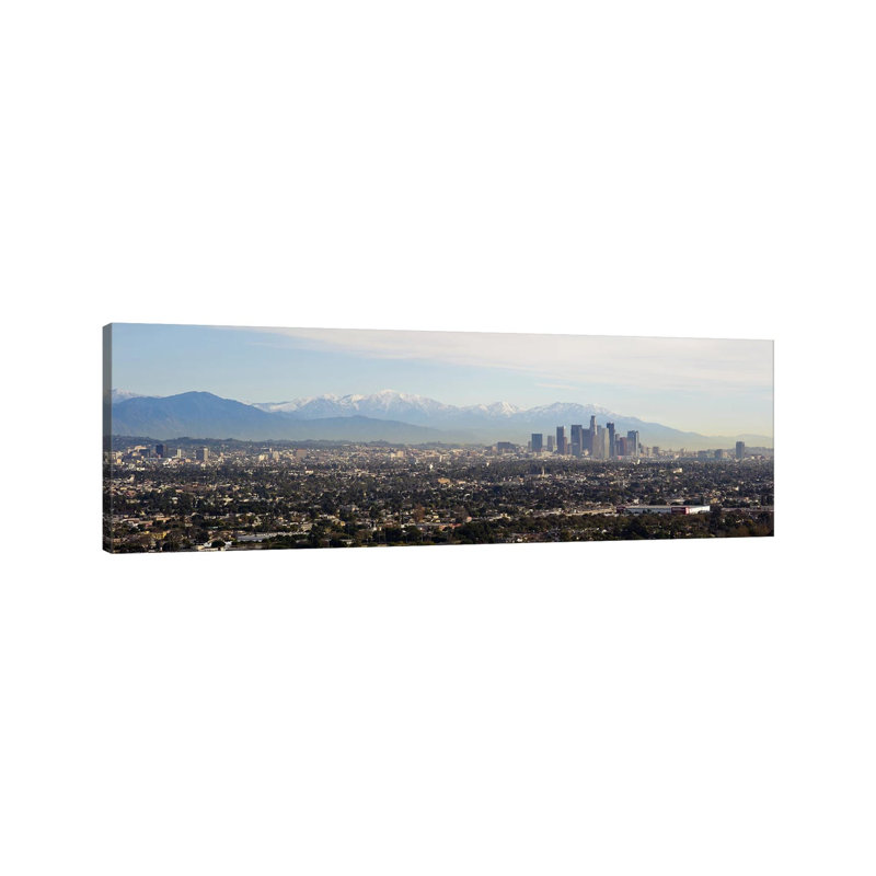 High Angle View of a City, Los Angeles, California, USA #2 1 Piece Wrapped Canvas Panoramic Wall Art