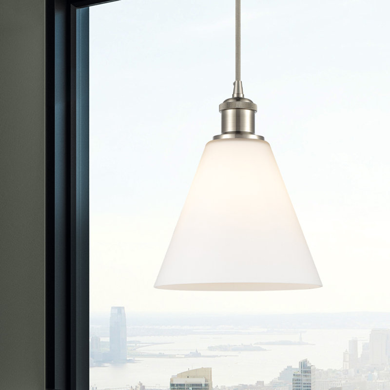 Allean 1 - Light Single Pendant, Polished Chrome, 11.75" H x 8" W x 8" D, White