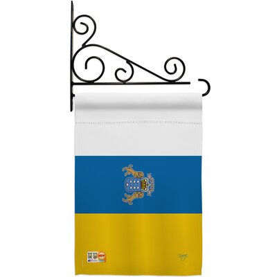 Canary Islands 2-Sided Polyester 19 x 13 in. Flag Set -  Breeze Decor, BD-CY-GS-108375-IP-BO-03-D-US15-BD