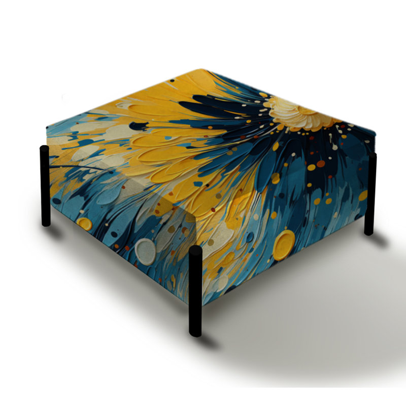 Poupart Doodle Explosion I - grand repose-pieds carré abstrait