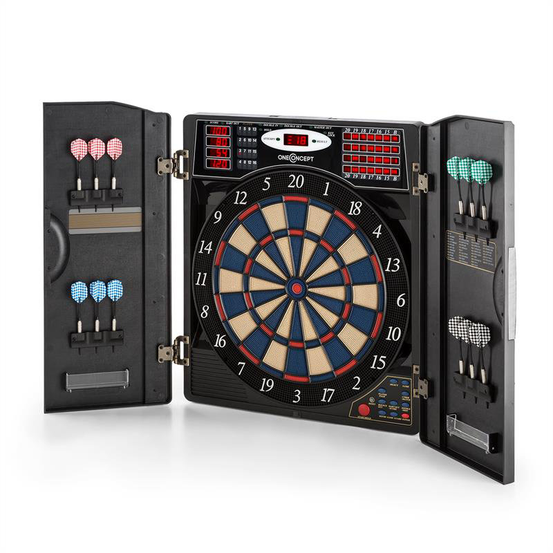 OneConcept Electronic Dartboard And Cabinet Set (Darts Included)