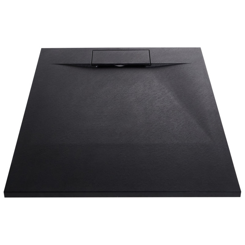 AZZURRO Shower Tray Black 80 x 120 x 3 cm, 3cm H x 100cm W x 80cm D, Black