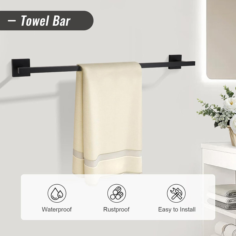 Bathroom Hardware Set 4 Pieces, Noir mat